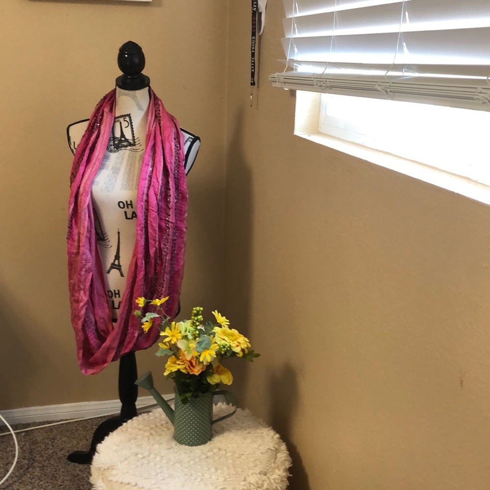 Pink infinity scarf with glitter!